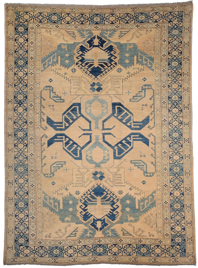 Kazak Tappeto 350x260 Beige (Pakistan) Annodato A Mano