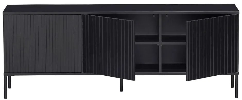 Mobile TV nero in pino massiccio 150x56x44 cm Gravure – WOOOD