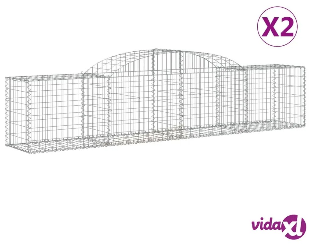 vidaXL Cesti Gabbioni ad Arco 2 pz 300x50x60/80 cm Ferro Zincato