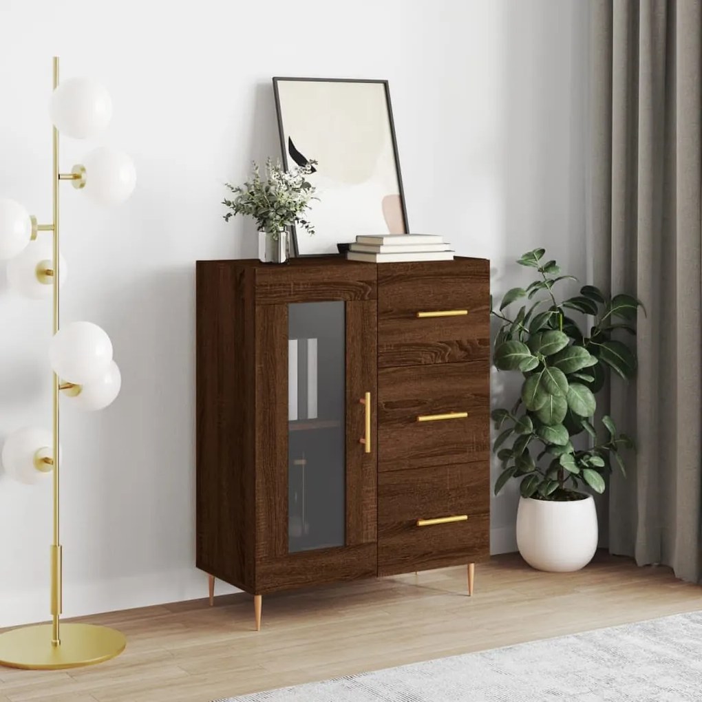 Credenza Rovere Marrone 69,5x34x90 Cm İn Legno Multistrato /