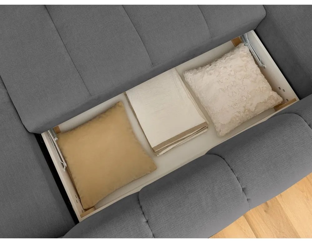 Divano angolare grigio scuro allungabile e con contenitore (penisola a sinistra/a U) Fuji – Bobochic Paris