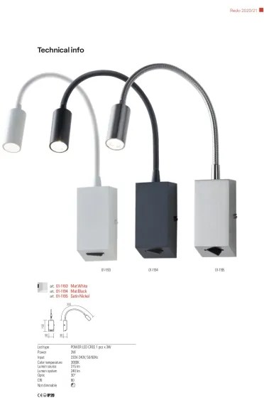 Redo 01-1193 - LED Lampada flessibile piccola HELLO LED/3W/230V bianco