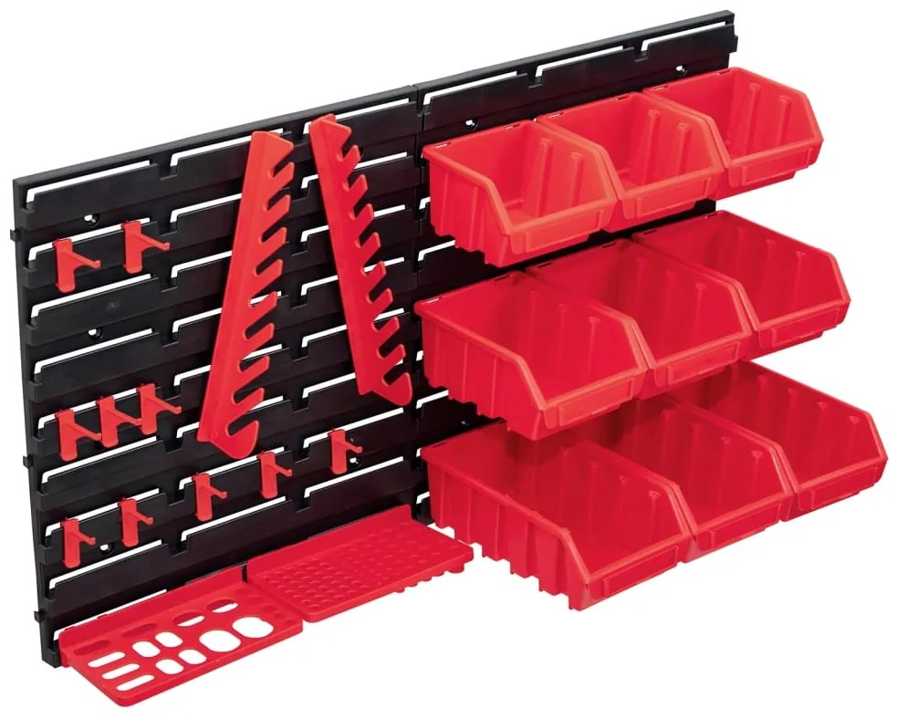 Kit Contenitori 34 Pz Con Pannelli A Parete Rosso E Nero /