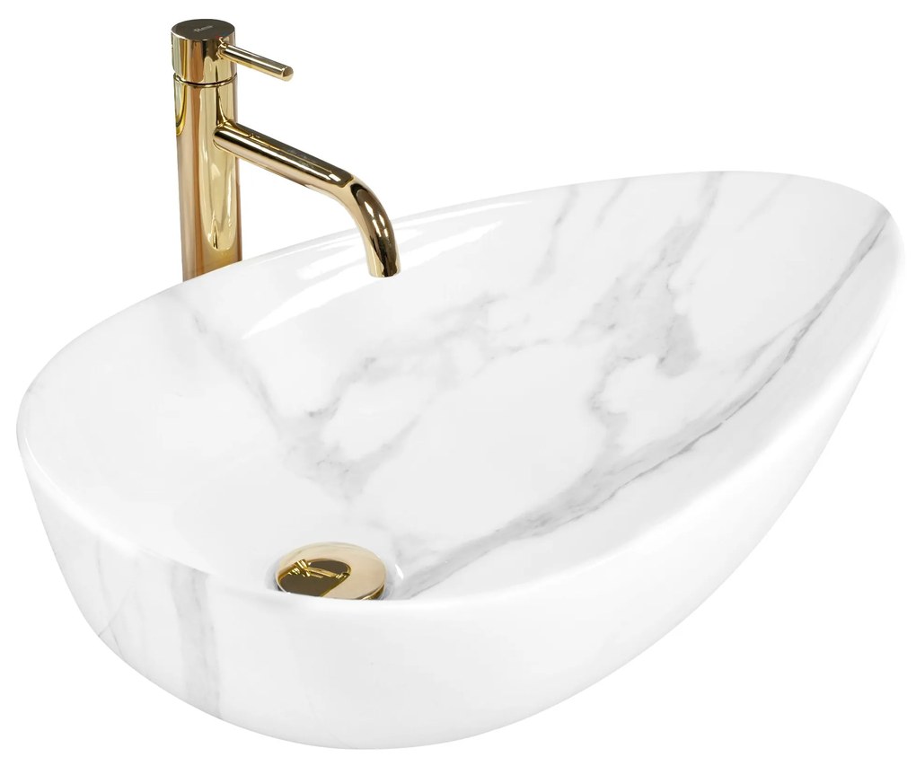 Lavabo da appoggio Rea Greta 65 Bianco Shiny