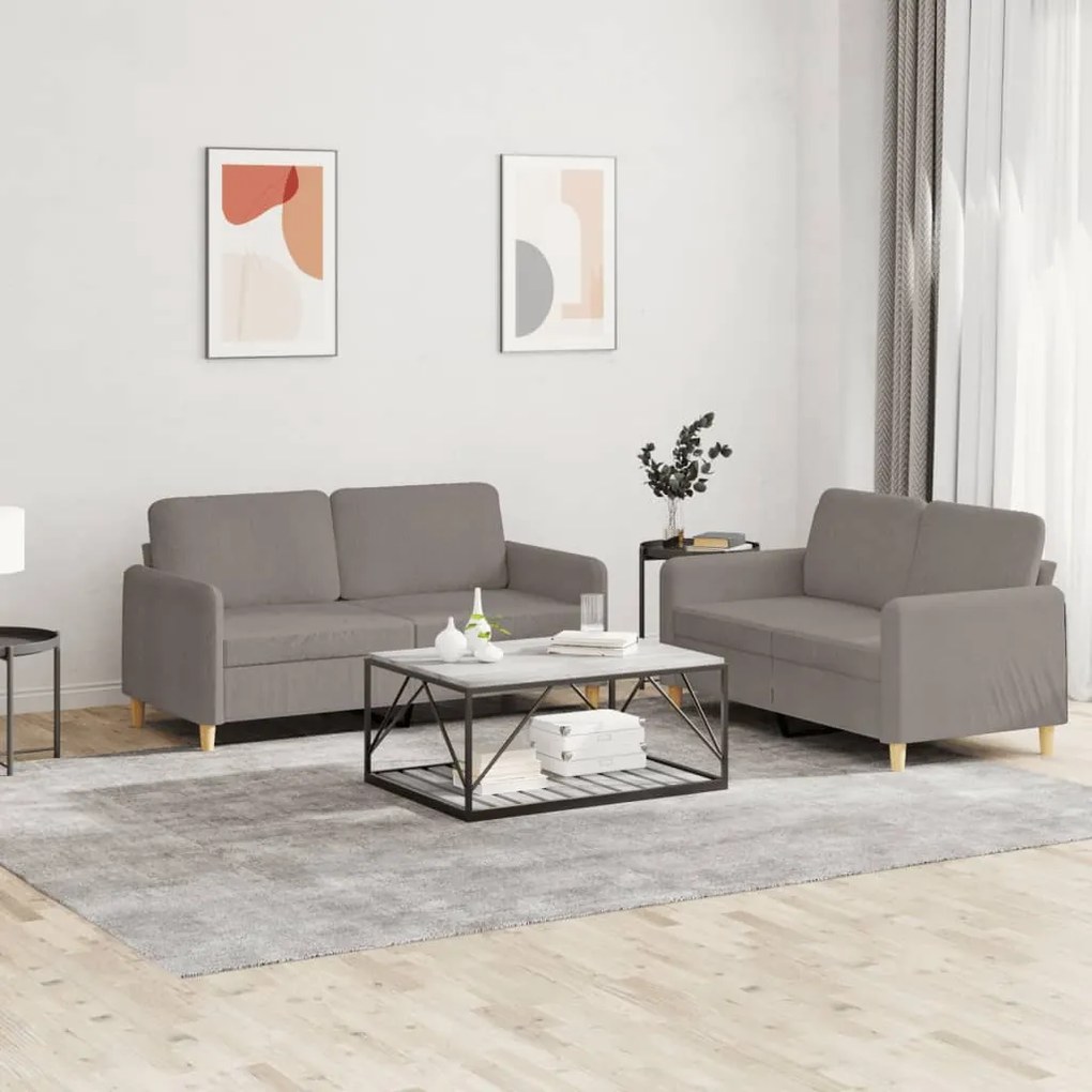 Set Di Divani 2 Pz Con Cuscini Tortora İn Tessuto /