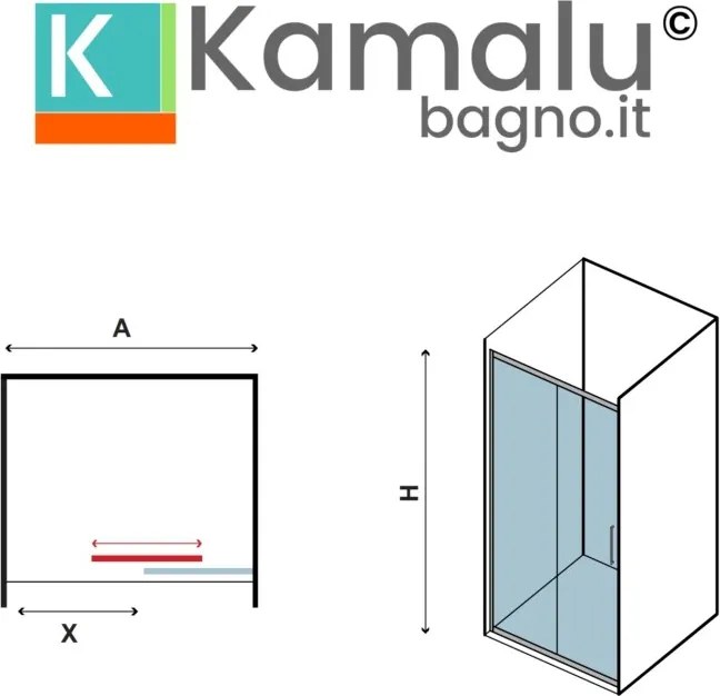 Doccia nicchia oro rosa 140cm scorrevole altezza 200cm | KSA4000G - KAMALU