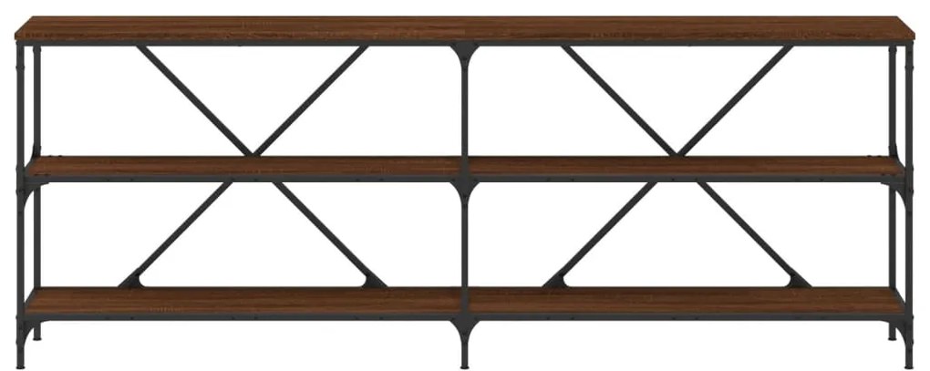 Tavolo consolle rovere marrone 200x30x75 cm multistrato e ferro