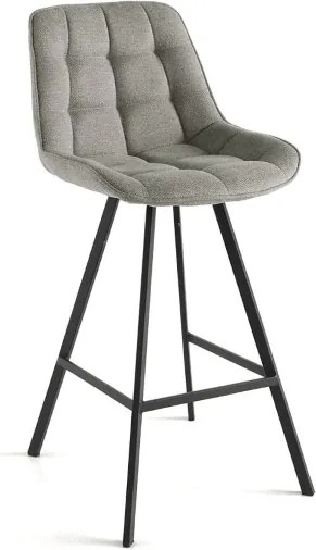 Sgabello da cucina in tessuto Grigio Chiaro gambe metallo FRIEDIC Set 2 pz