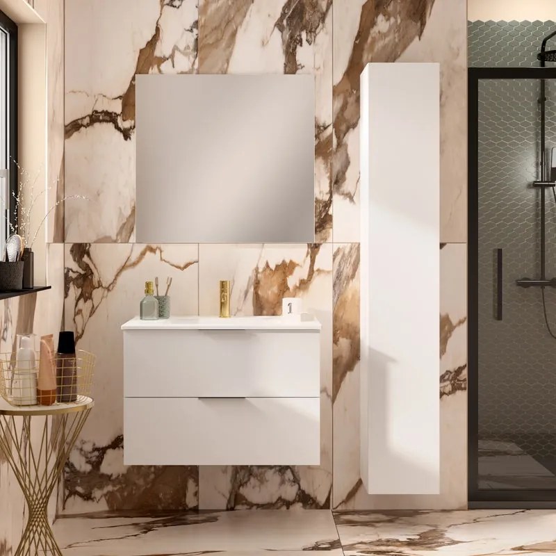 Mobile sottolavabo e lavabo Jnka per vasca centrale bianco opaco L 80 x H 55 x P 45 cm 2 cassetti