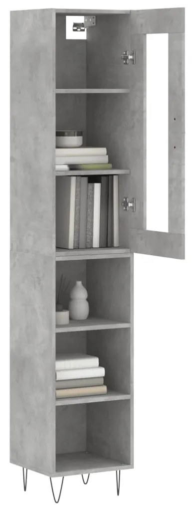 Credenza grigio cemento 34,5x34x180 cm in legno multistrato