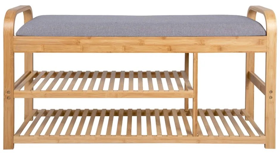 Scarpiera in bambù grigio/naturale con panca - Leitmotiv
