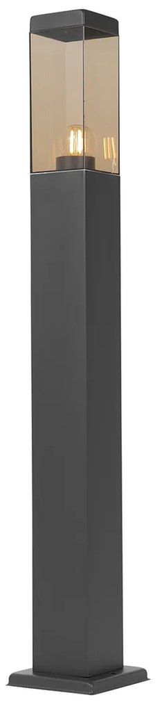 Lampada da esterno moderna a palo grigio scuro con vetro fumé 80 cm - Malios