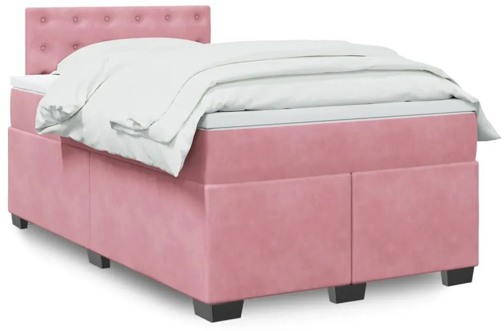 Giroletto A Molle Con Materasso Rosa 120x190 Cm İn Velluto /