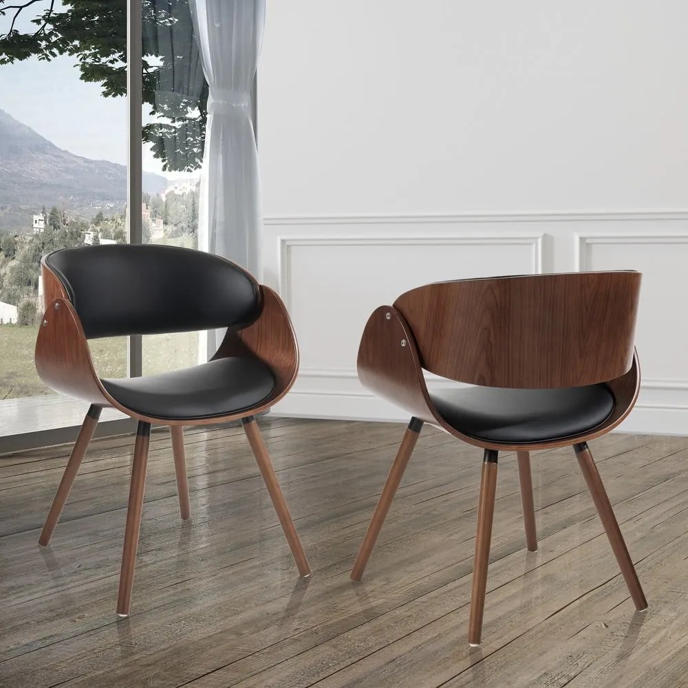 Sedia da pranzo nera/marrone scuro in imbottito con braccioli Visby Evo – Tomasucci