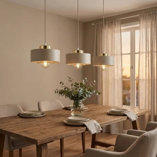 Brilagi - Lampadario a cavo SPRING 3xE27/60W/230V beige/oro