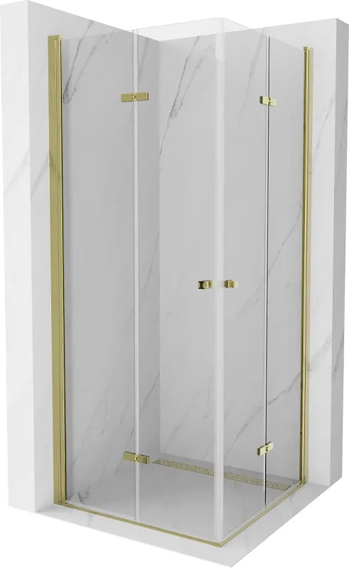Mexen Lima Duo cabina doccia pieghevole 90 x 90 cm, trasparente, oro - 856-090-090-50-00-02