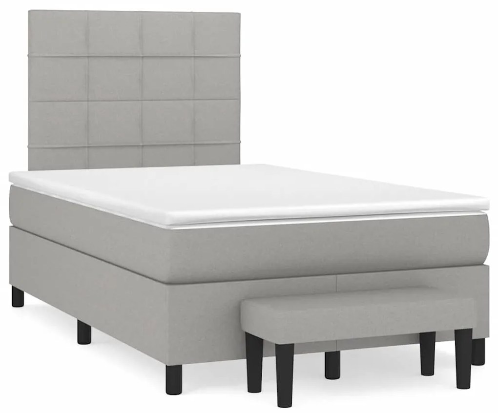 Giroletto A Molle Con Materasso Grigio Chiaro 120x190cm Tessuto /