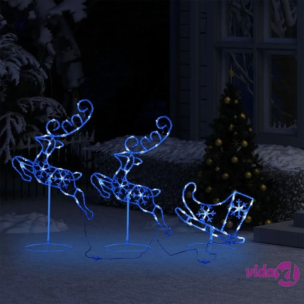 vidaXL Decorazione Slitta Renne in Acrilico 260x21x87 cm Blu