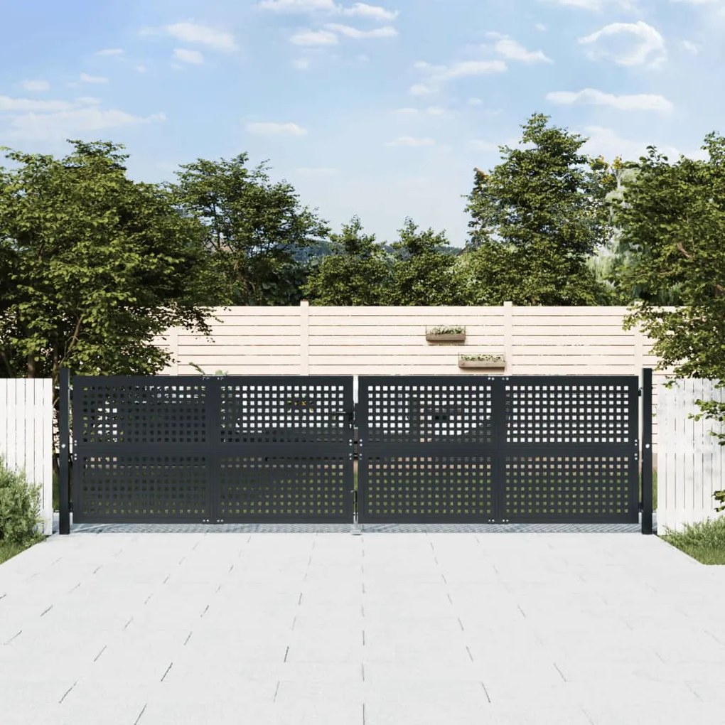 Cancello Giardino Antracite 400x125 Cm İn Acciaio /