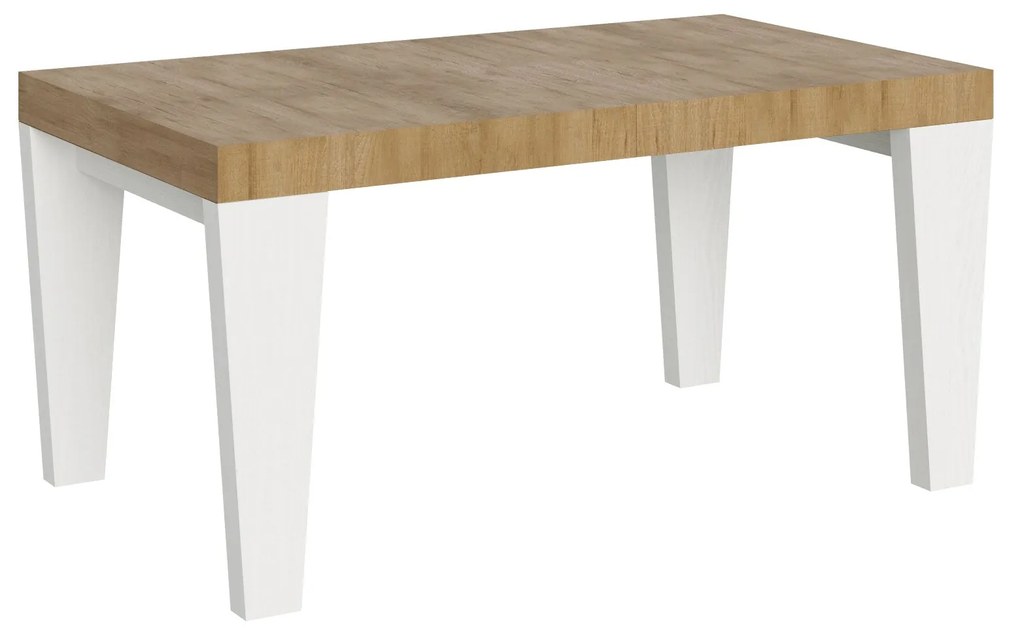 Tavolo allungabile Spimbo Mix piano e gambe in diverse finiture, Quercia Natura / Bianco Frassino / 90x160/420 cm