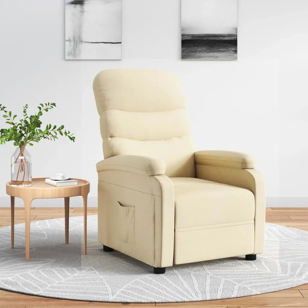 Poltrona Reclinabile İn Tessuto Crema /