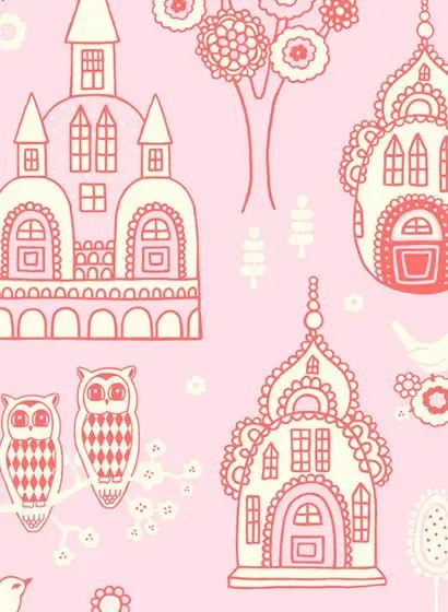 Majvillan Tapete Palace Garden - Pink/ Red/ Cream White