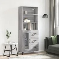 Credenza Grigio Sonoma 69,5x34x180 cm in Legno Multistrato 3189515