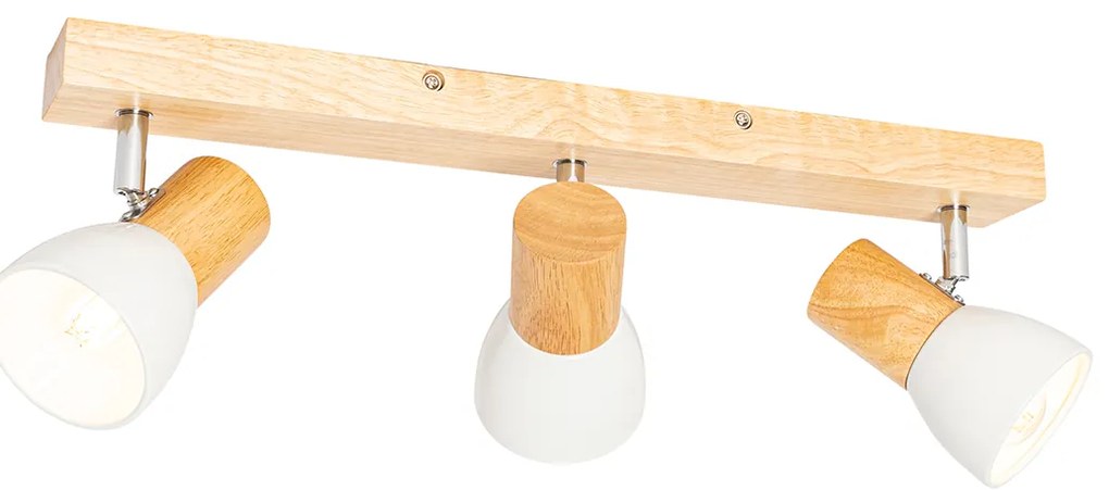Faretto da soffitto in legno con bianco orientabile 3 luci - Thorin