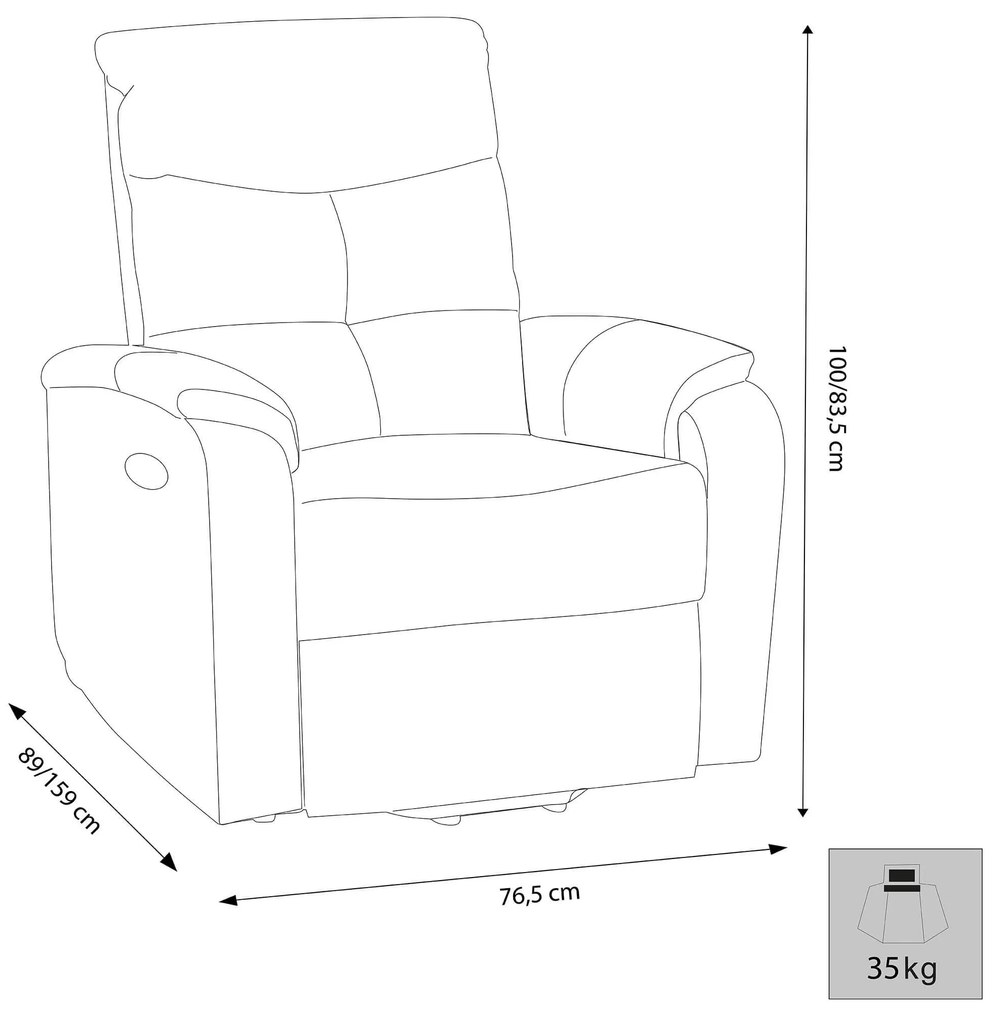 FLO - poltrona reclinabile cm 74,5 x 89/159 x 100/83,5 h