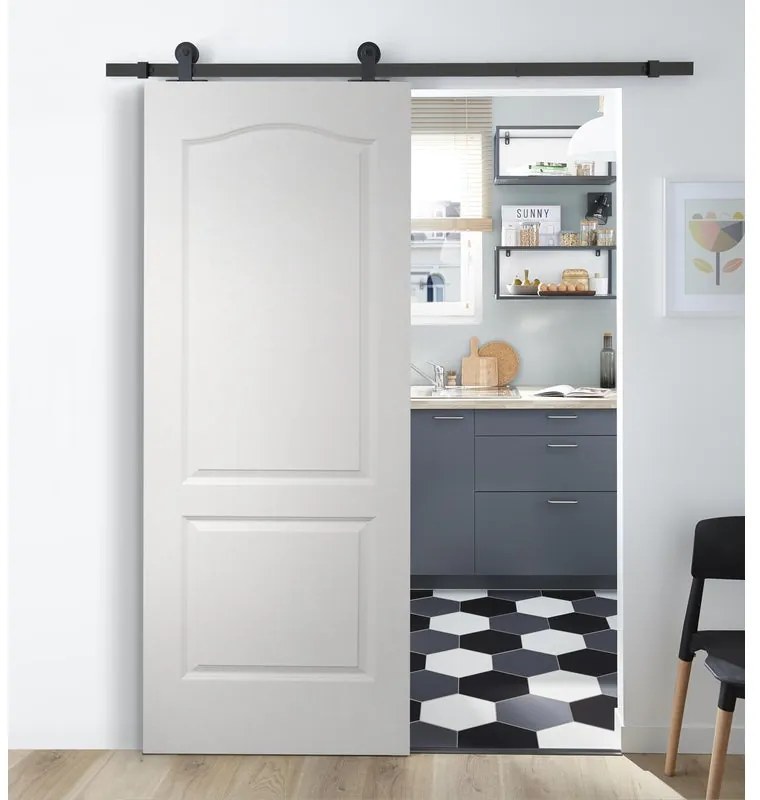 Porta scorrevole reversibile Empire in mdf bianco, L 93 x H 212 cm, con binario Industrial