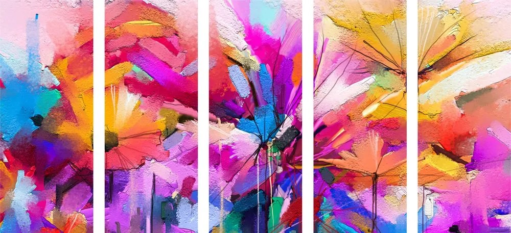 Quadri 5 pezzi – Fiori colorati astratti
