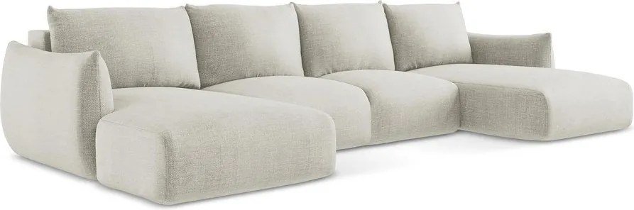 Divano angolare beige allungabile (a U) Leila – Makamii