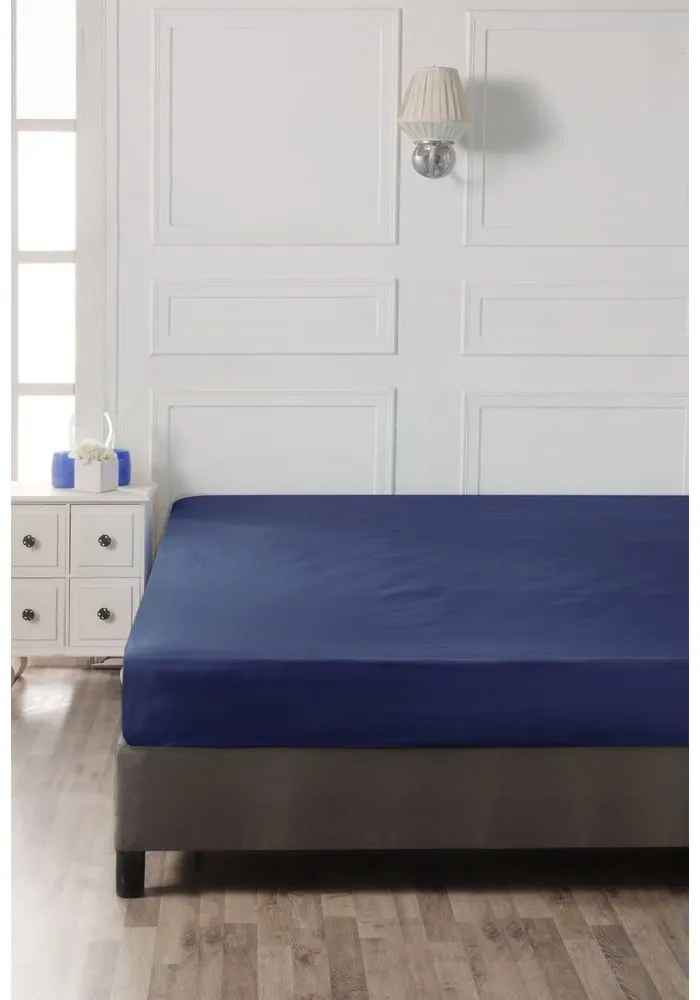 Lenzuolo con angoli in blu scuro in cotone 140x200 cm – Mijolnir