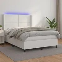 Giroletto Molle con Materasso e LED Bianco 140x190cm Similpelle 3139320