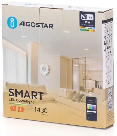 Aigostar -LED RGBW Lampada da incasso dimmerabile LED/15W/230V 2700-6500K Wi-Fi