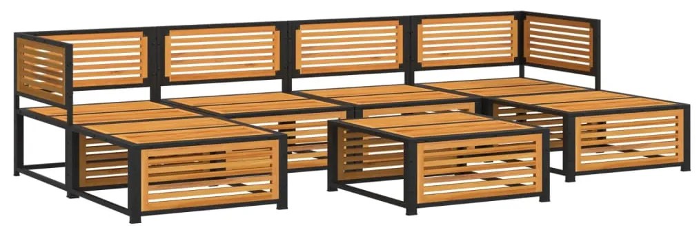 Set divano da giardino 7 pz con cuscini legno massello acacia