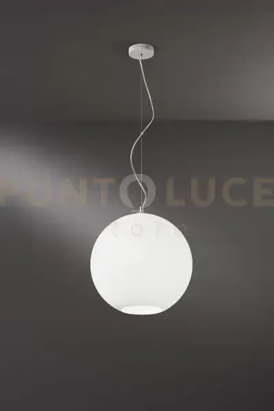 Sospensione vetro bianco satinato ufo 1 luce attacco e27 d.40cm