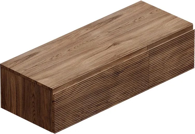 Mobile da bagno sospeso sotto lavabo Step L 120.3 x H 30 x P 46 cm noce cannettato, 2 cassetti