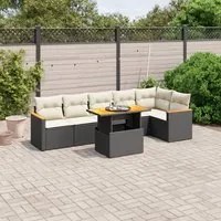 Set Divani da Giardino con Cuscini 7pz Nero Polyrattancod mxl 92777