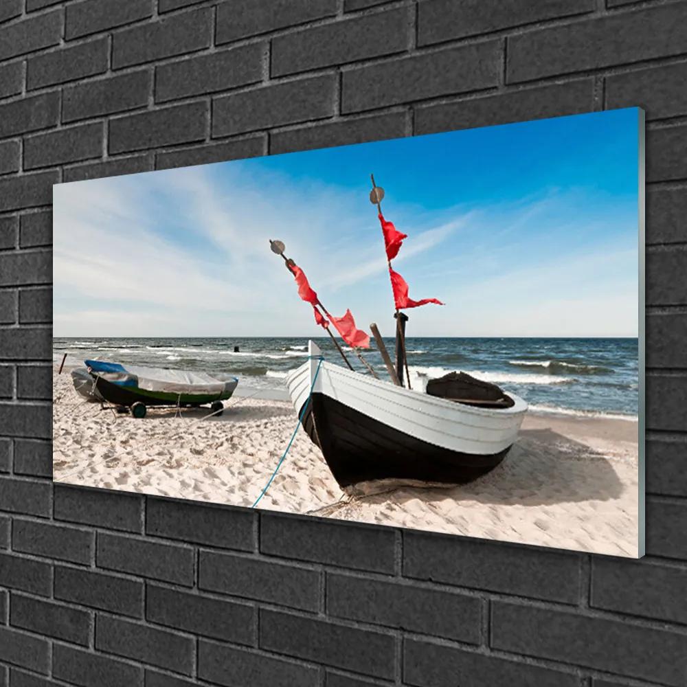 Quadro su vetro Barca Spiaggia Paesaggio 100x50 cm