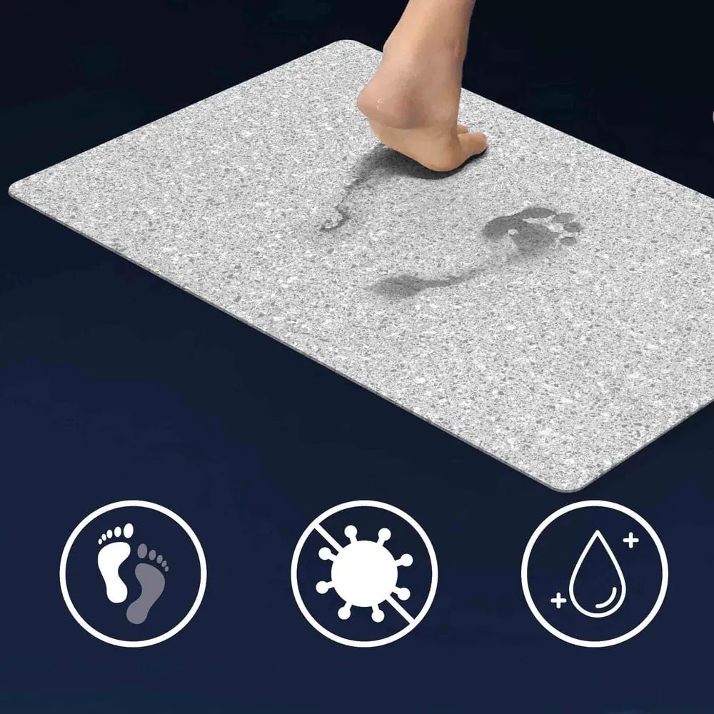Tappetino per il bagno grigio 50x80 cm Granite – douceur d'intérieur
