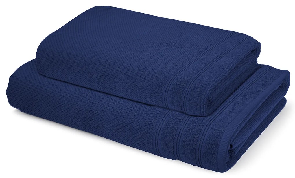 Coppia asciugamano viso ospite cotone Pop Corn blu