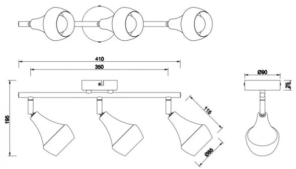Trio - Faretto TRUMPET 3xE14/40W/230V