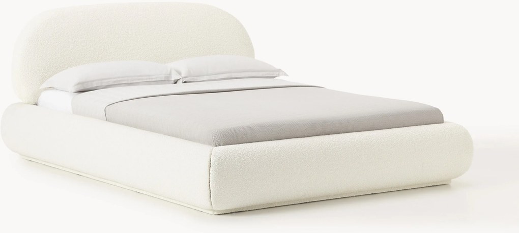 Letto imbottito in bouclé con contenitore Alba