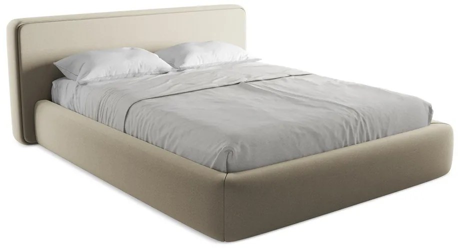 Letto matrimoniale imbottito beige con vano contenitore con griglia 160x200 cm Kiana - Makamii