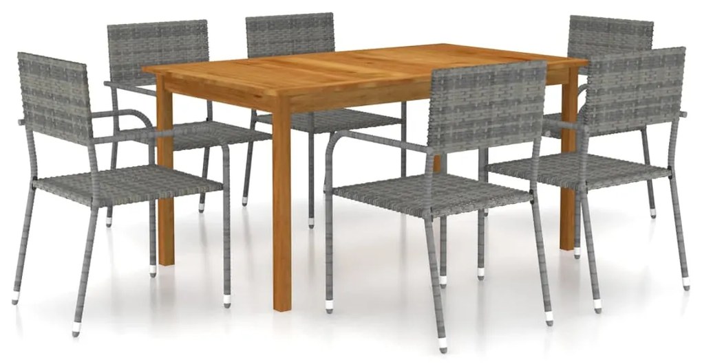 Set Mobili da Pranzo per Giardino 7 pz Grigio