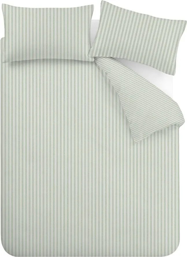 Set copripiumino e federa verde per letto matrimoniale 3 pezzi 200x200 cm Epping Textured Stripe – Catherine Lansfield