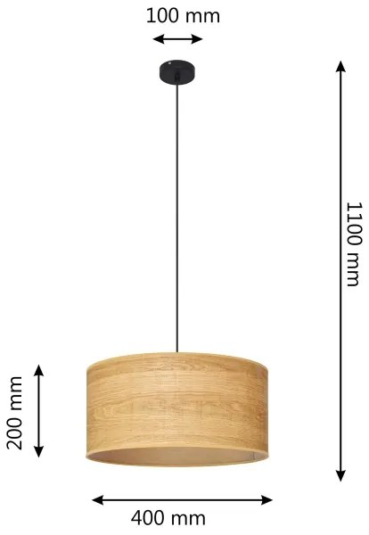 Lampadario a sospensione con filo ALBA 1xE27/15W/230V diametro 40 cm marrone/nero