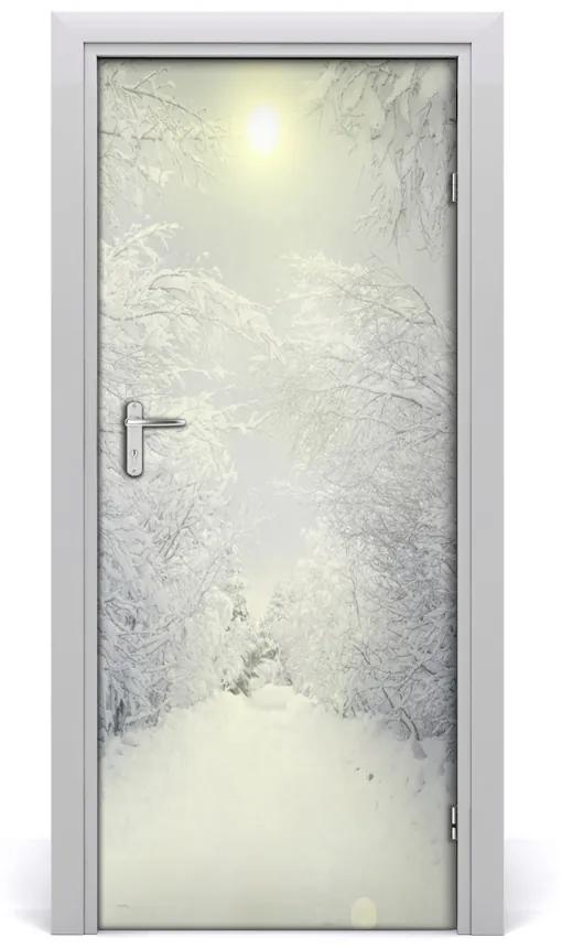 Adesivo per porta interna Foresta in inverno 75x205 cm