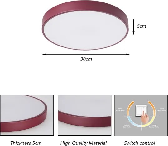 Brilagi - Plafoniera POOL LED/36W/230V 3000/4000/6000K 30 cm bordeaux